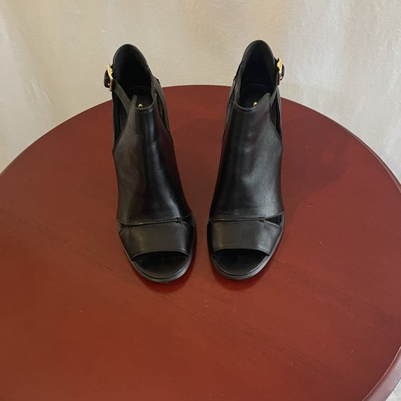 COACH Open Toe Black Bootie - Slightly Worn 9M 4" Heel - Picture 7 of 8